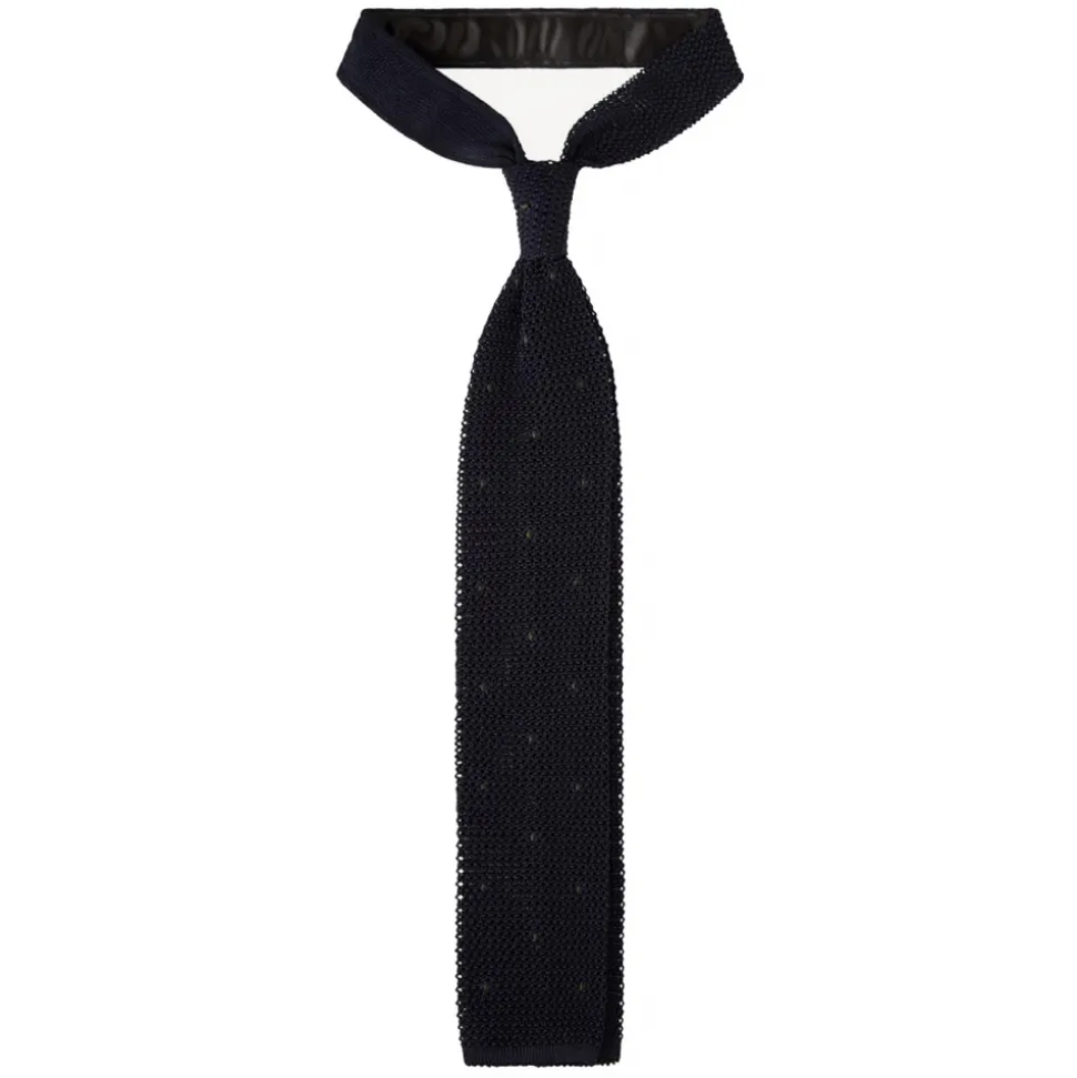 Viola Milano - Polka Dot Knitted Silk Tie - Navy/Sea - Handmade in Italy - Luxury Exclusive Collection - Avvenice