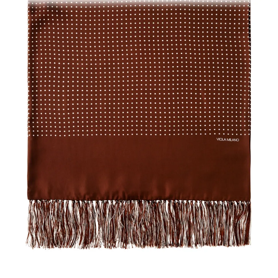 Viola Milano - Polka Dot Madder Silk Scarf - Brown - Handmade in Italy - Luxury Exclusive Collection - Avvenice