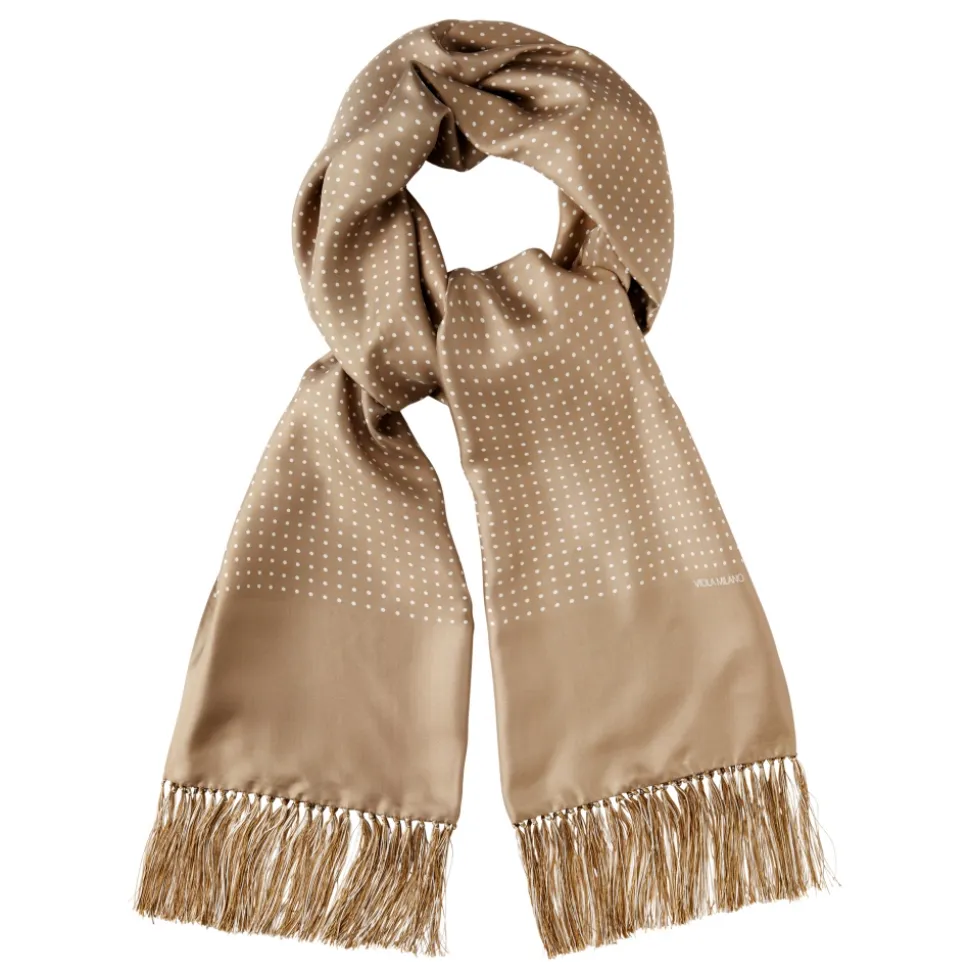 Viola Milano - Polka Dot Madder Silk Scarf - Beige - Handmade in Italy - Luxury Exclusive Collection - Avvenice
