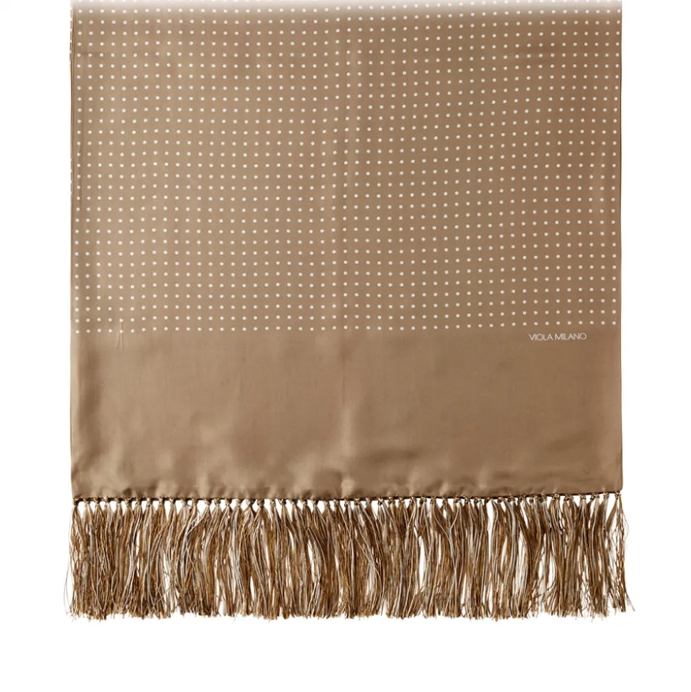 Viola Milano - Polka Dot Madder Silk Scarf - Beige - Handmade in Italy - Luxury Exclusive Collection - Avvenice