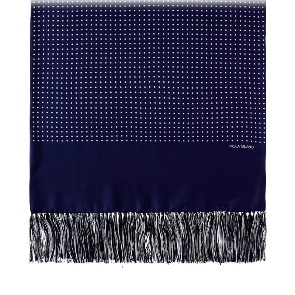 Viola Milano - Polka Dot Madder Silk Scarf - Navy - Handmade in Italy - Luxury Exclusive Collection - Avvenice