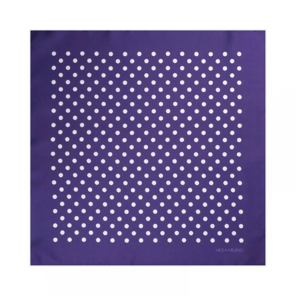 Viola Milano - Polka Dot Silk Pocket Square - Purple and White - Handmade in Italy - Luxury Exclusive Collection - Avvenice