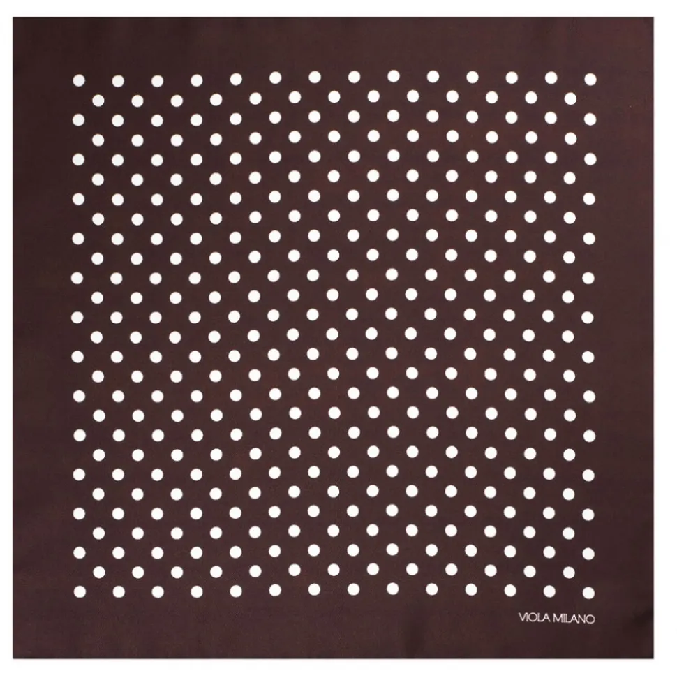 Viola Milano - Polka Dot Silk Pocket Square - Brown/White - Handmade in Italy - Luxury Exclusive Collection - Avvenice