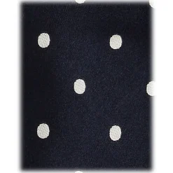 Viola Milano - Polka Dot Selftipped Woven Silk Jacquard Tie - Navy/White - Handmade in Italy - Luxury Exclusive Collection - Avvenice