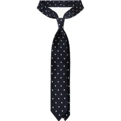 Viola Milano - Polka Dot Selftipped Woven Silk Jacquard Tie - Navy/White - Handmade in Italy - Luxury Exclusive Collection - Avvenice