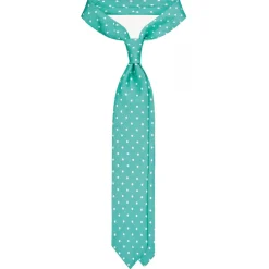 Viola Milano - Polka Dot Untipped Linen Tie - Mint - Handmade in Italy - Luxury Exclusive Collection - Avvenice