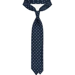 Viola Milano - Polka Dot Untipped Linen Tie - Navy/White - Handmade in Italy - Luxury Exclusive Collection - Avvenice