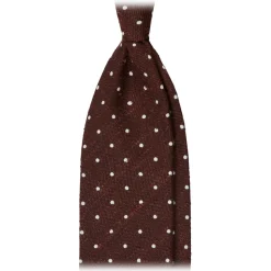 Viola Milano - Polka Dot Woven Grenadine/Shantung Tie - Burgundy/White - Handmade in Italy - Luxury Exclusive Collection - Avvenice