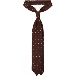 Viola Milano - Polka Dot Woven Grenadine/Shantung Tie - Burgundy/White - Handmade in Italy - Luxury Exclusive Collection - Avvenice