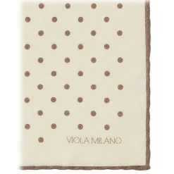 Viola Milano - Polka Dot Wool Lana Pocket Square - White/Taupe - Handmade in Italy - Luxury Exclusive Collection - Avvenice