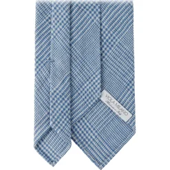 Viola Milano - Prince of Wales Untipped Linen Tie - Light Blue Mix - Handmade in Italy - Luxury Exclusive Collection - Avvenice