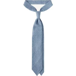 Viola Milano - Prince of Wales Untipped Linen Tie - Light Blue Mix - Handmade in Italy - Luxury Exclusive Collection - Avvenice