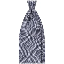 Viola Milano - Prince of Wales Selftipped Italian Silk Tie - Navy - Handmade in Italy - Luxury Exclusive Collection - Avvenice