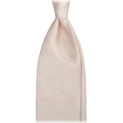 Viola Milano - Prince of Wales Selftipped Italian Silk Tie - Sand - Handmade in Italy - Luxury Exclusive Collection - Avvenice
