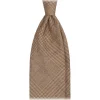 Viola Milano - Prince of Wales Untipped Linen Tie - Beige/Blue - Handmade in Italy - Luxury Exclusive Collection - Avvenice
