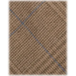 Viola Milano - Prince of Wales Untipped Linen Tie - Beige/Blue - Handmade in Italy - Luxury Exclusive Collection - Avvenice