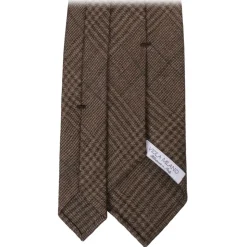 Viola Milano - Prince of Wales Untipped Linen Tie - Beige/Green - Handmade in Italy - Luxury Exclusive Collection - Avvenice