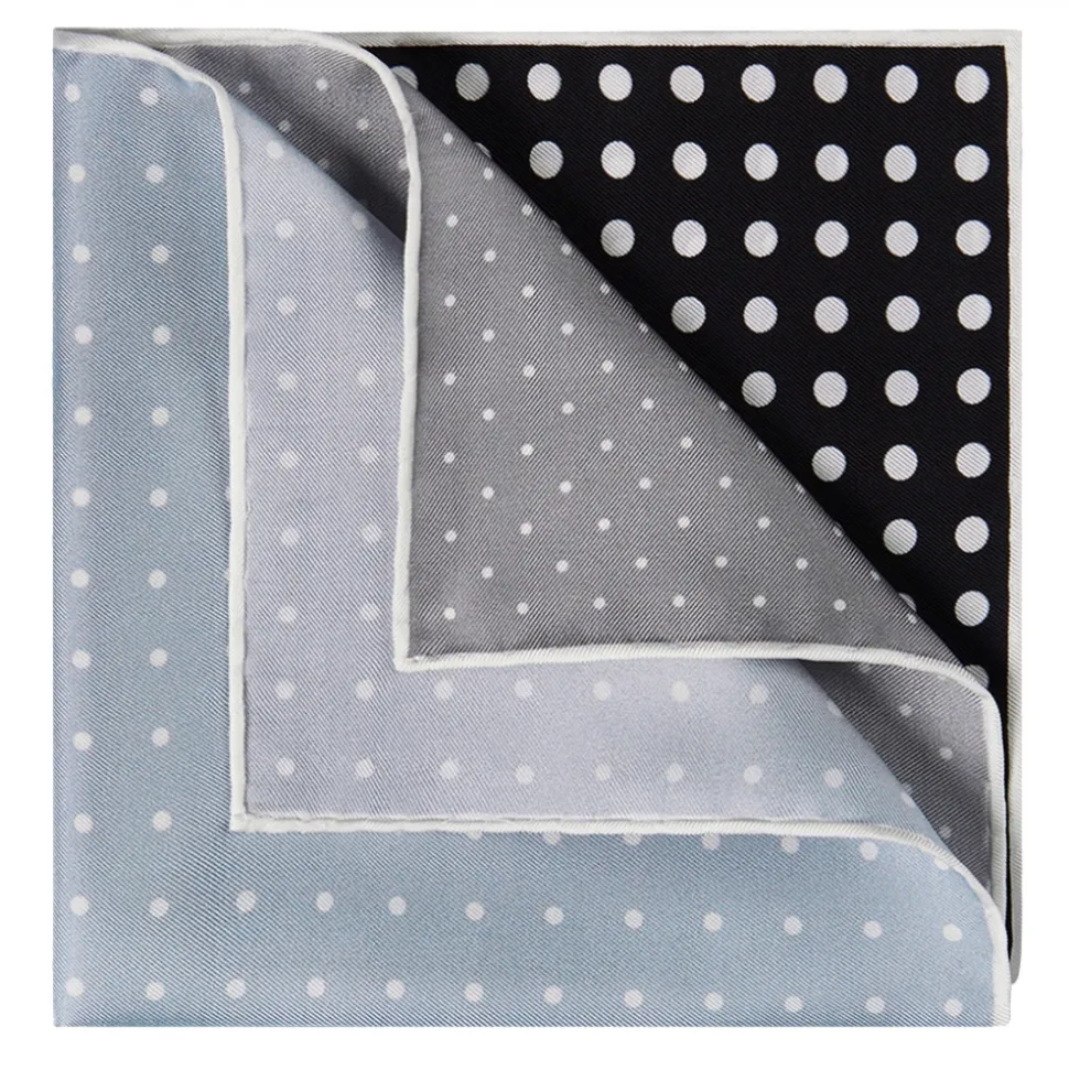 Viola Milano - Printed Polka Dot Silk Pocket Square - Grey Shades - Handmade in Italy - Luxury Exclusive Collection - Avvenice
