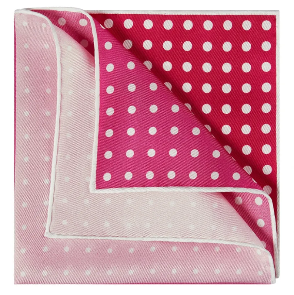 Viola Milano - Printed Polka Dot Silk Pocket Square - Rose Shades - Handmade in Italy - Luxury Exclusive Collection - Avvenice