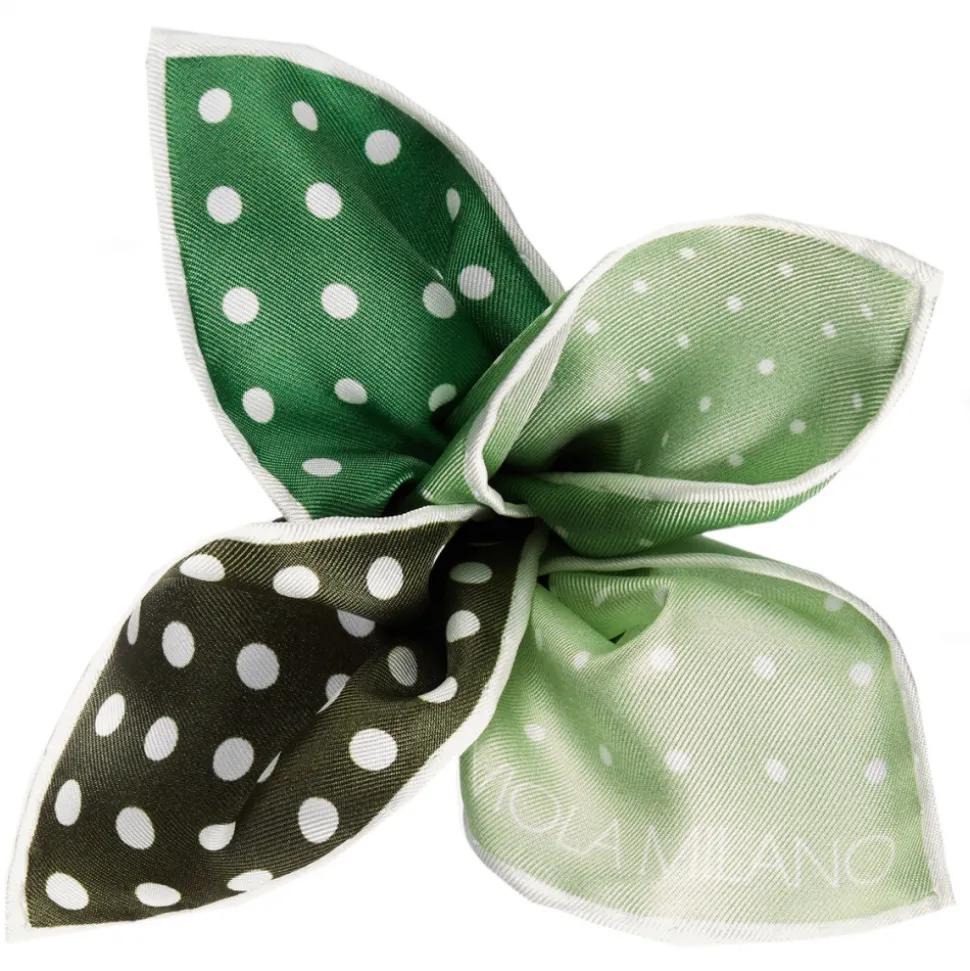 Viola Milano - Printed Polka Dot Silk Pocket Square - Green Shades - Handmade in Italy - Luxury Exclusive Collection - Avvenice
