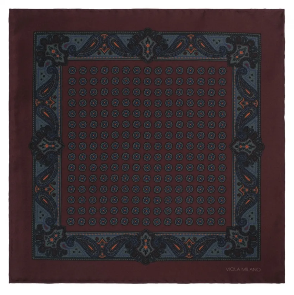 Viola Milano - Printed Silk Pocket Square - Brown Mix - Handmade in Italy - Luxury Exclusive Collection - Avvenice