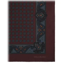 Viola Milano - Printed Silk Pocket Square - Brown Mix - Handmade in Italy - Luxury Exclusive Collection - Avvenice