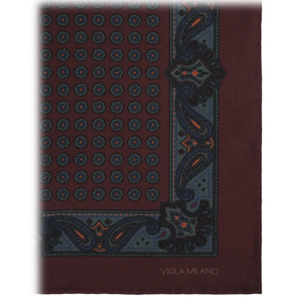 Viola Milano - Printed Silk Pocket Square - Brown Mix - Handmade in Italy - Luxury Exclusive Collection - Avvenice