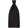 Viola Milano - Raw Block Stripe 3-Fold Grenadine Tie - Denim/Wine - Handmade in Italy - Luxury Exclusive Collection - Avvenice