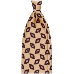 Viola Milano - Red Diamond Vintage Selftipped Silk Tie - Yellow - Handmade in Italy - Luxury Exclusive Collection - Avvenice