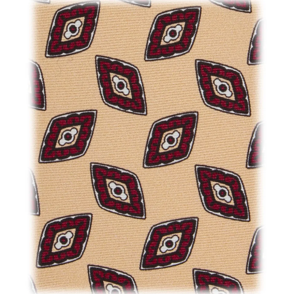 Viola Milano - Red Diamond Vintage Selftipped Silk Tie - Yellow - Handmade in Italy - Luxury Exclusive Collection - Avvenice