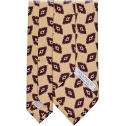 Viola Milano - Red Diamond Vintage Selftipped Silk Tie - Yellow - Handmade in Italy - Luxury Exclusive Collection - Avvenice