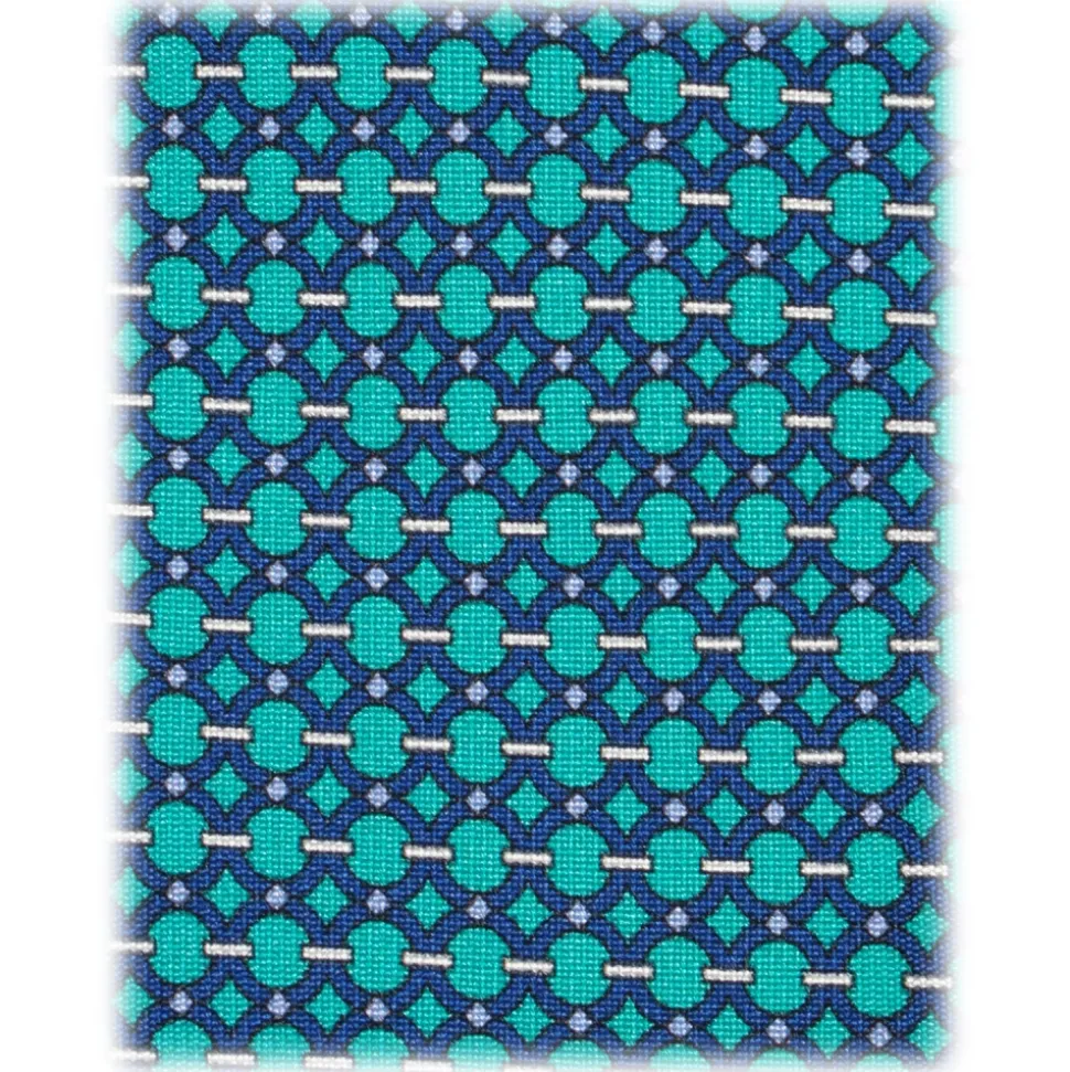 Viola Milano - Roman Chain Selftipped Italian Silk Tie - Turqouise Mix - Handmade in Italy - Luxury Exclusive Collection - Avvenice