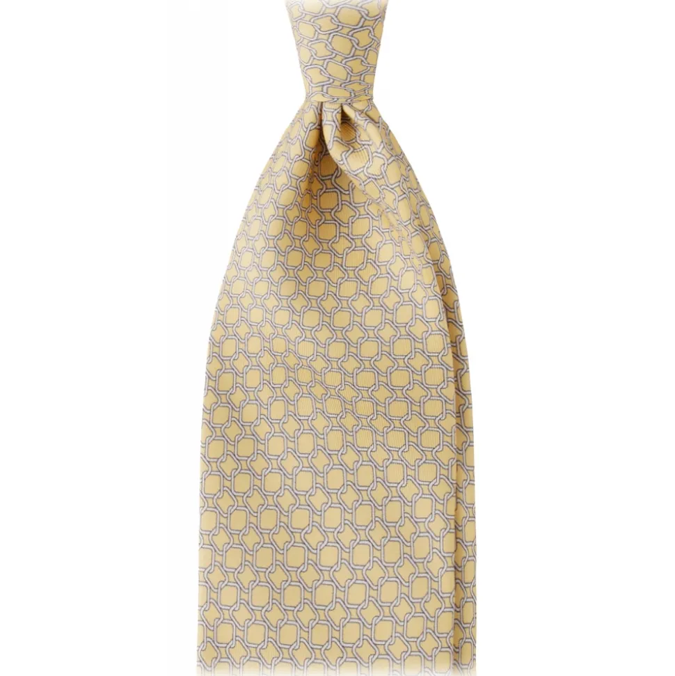 Viola Milano - Roman Maillon Selftipped Italian Silk Tie - Yellow - Handmade in Italy - Luxury Exclusive Collection - Avvenice