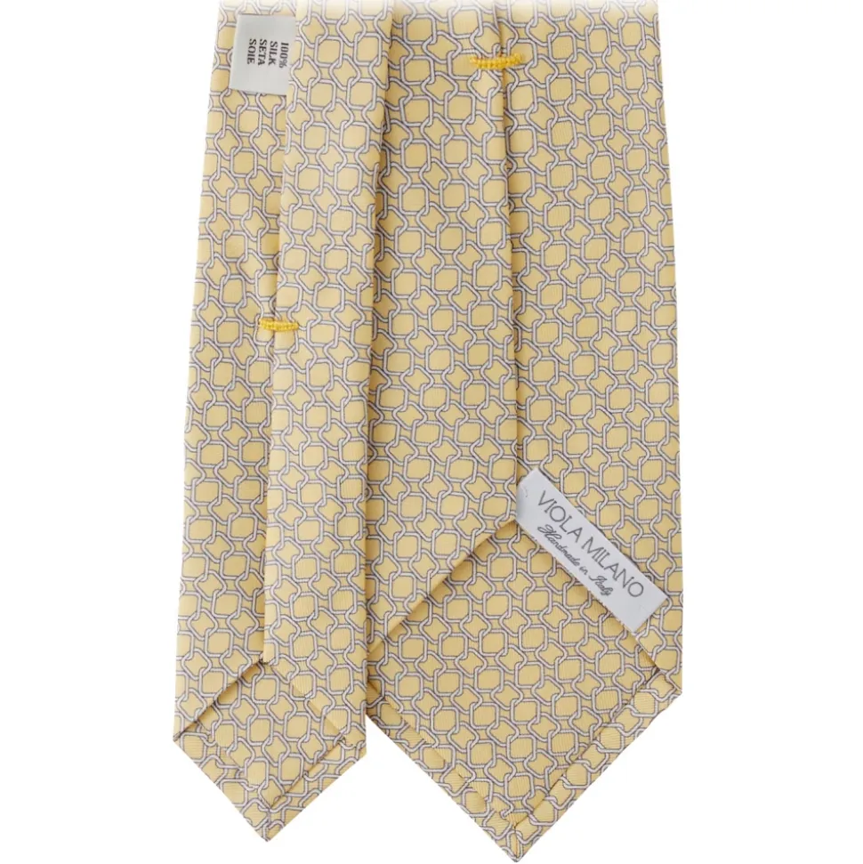 Viola Milano - Roman Maillon Selftipped Italian Silk Tie - Yellow - Handmade in Italy - Luxury Exclusive Collection - Avvenice