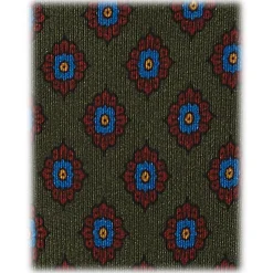 Viola Milano - Rosette Pattern Selftipped Silk Tie - Forest - Handmade in Italy - Luxury Exclusive Collection - Avvenice