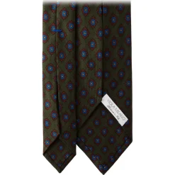 Viola Milano - Rosette Pattern Selftipped Silk Tie - Forest - Handmade in Italy - Luxury Exclusive Collection - Avvenice