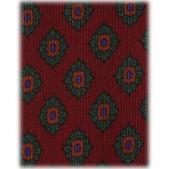 Viola Milano - Rosette Pattern Selftipped Silk Tie - Wine - Handmade in Italy - Luxury Exclusive Collection - Avvenice