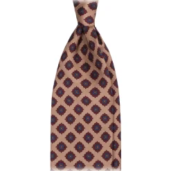 Viola Milano - Rosette Pattern Selftipped Silk Tie - Sand - Handmade in Italy - Luxury Exclusive Collection - Avvenice