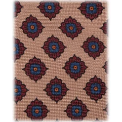 Viola Milano - Rosette Pattern Selftipped Silk Tie - Sand - Handmade in Italy - Luxury Exclusive Collection - Avvenice