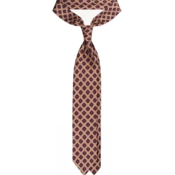 Viola Milano - Rosette Pattern Selftipped Silk Tie - Sand - Handmade in Italy - Luxury Exclusive Collection - Avvenice