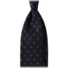Viola Milano - Rosette Pattern Selftipped Silk Tie - Navy - Handmade in Italy - Luxury Exclusive Collection - Avvenice