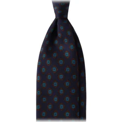 Viola Milano - Rosette Pattern Selftipped Silk Tie - Navy - Handmade in Italy - Luxury Exclusive Collection - Avvenice