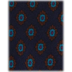 Viola Milano - Rosette Pattern Selftipped Silk Tie - Navy - Handmade in Italy - Luxury Exclusive Collection - Avvenice