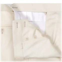 Viola Milano - Sartorial Cotton Pants with Side Adjusters - Ivory - Handmade in Italy - Luxury Exclusive Collection - Avvenice
