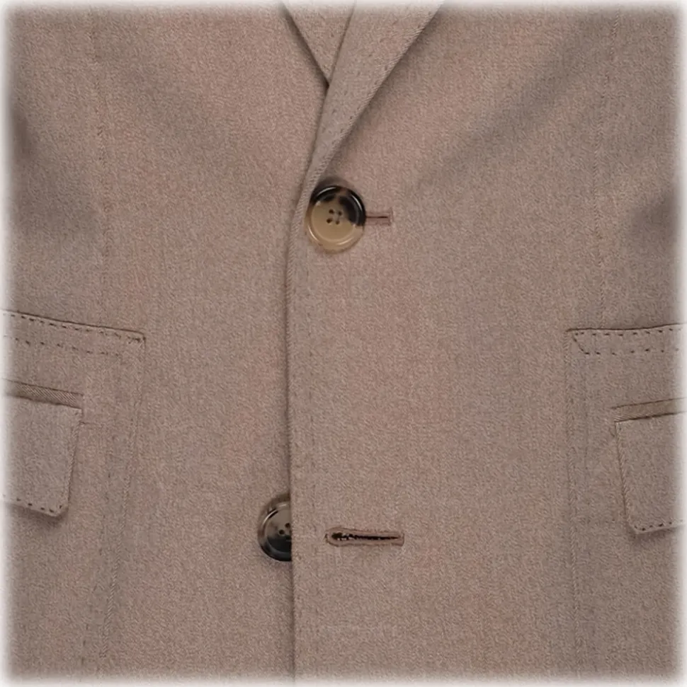 Viola Milano - Sartorial Covert Fabric Overcoat - Beige - Handmade in Italy - Luxury Exclusive Collection - Avvenice