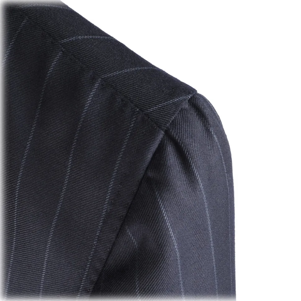 Viola Milano - Sartorial Double Breasted Suit - Navy Chalk Stripe - Handmade in Italy - Luxury Exclusive Collection - Avvenice