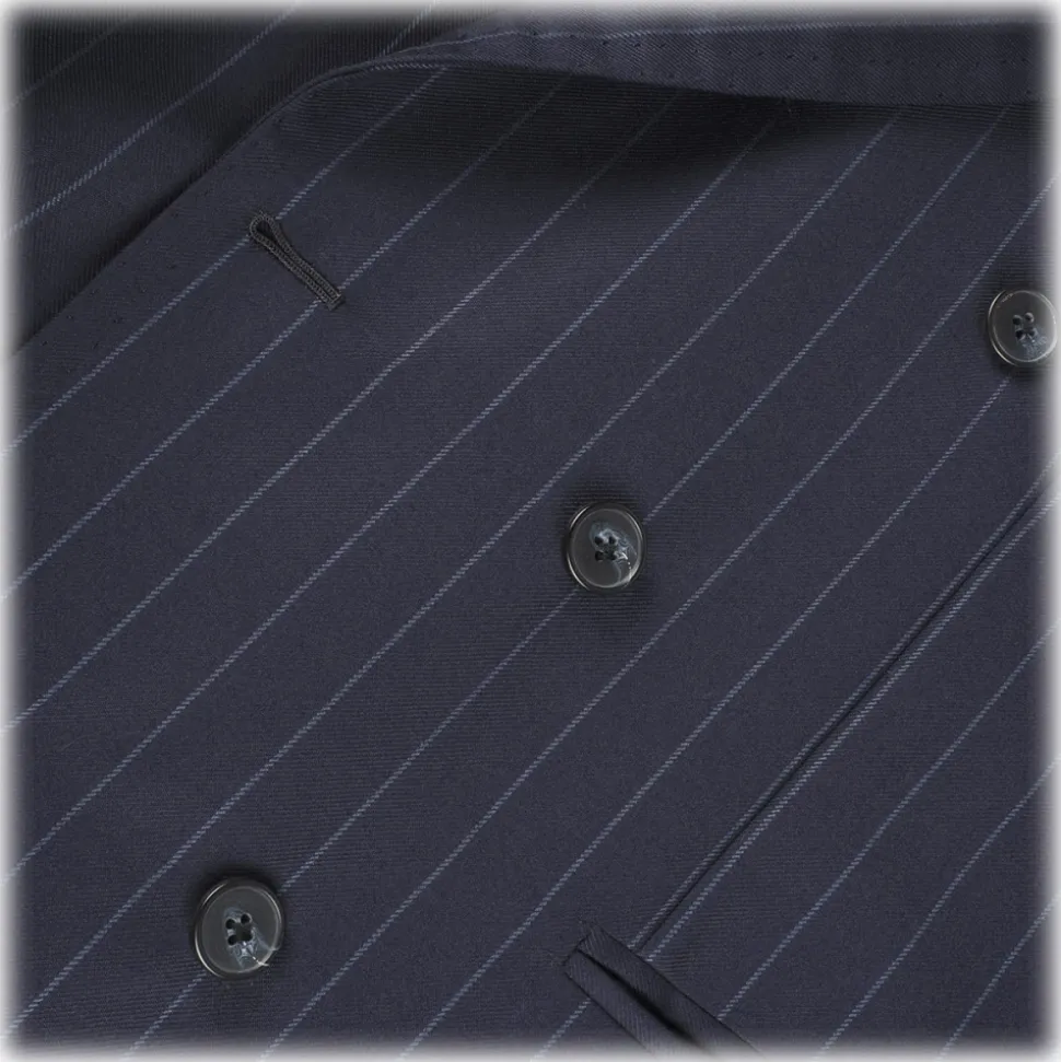 Viola Milano - Sartorial Double Breasted Suit - Navy Chalk Stripe - Handmade in Italy - Luxury Exclusive Collection - Avvenice