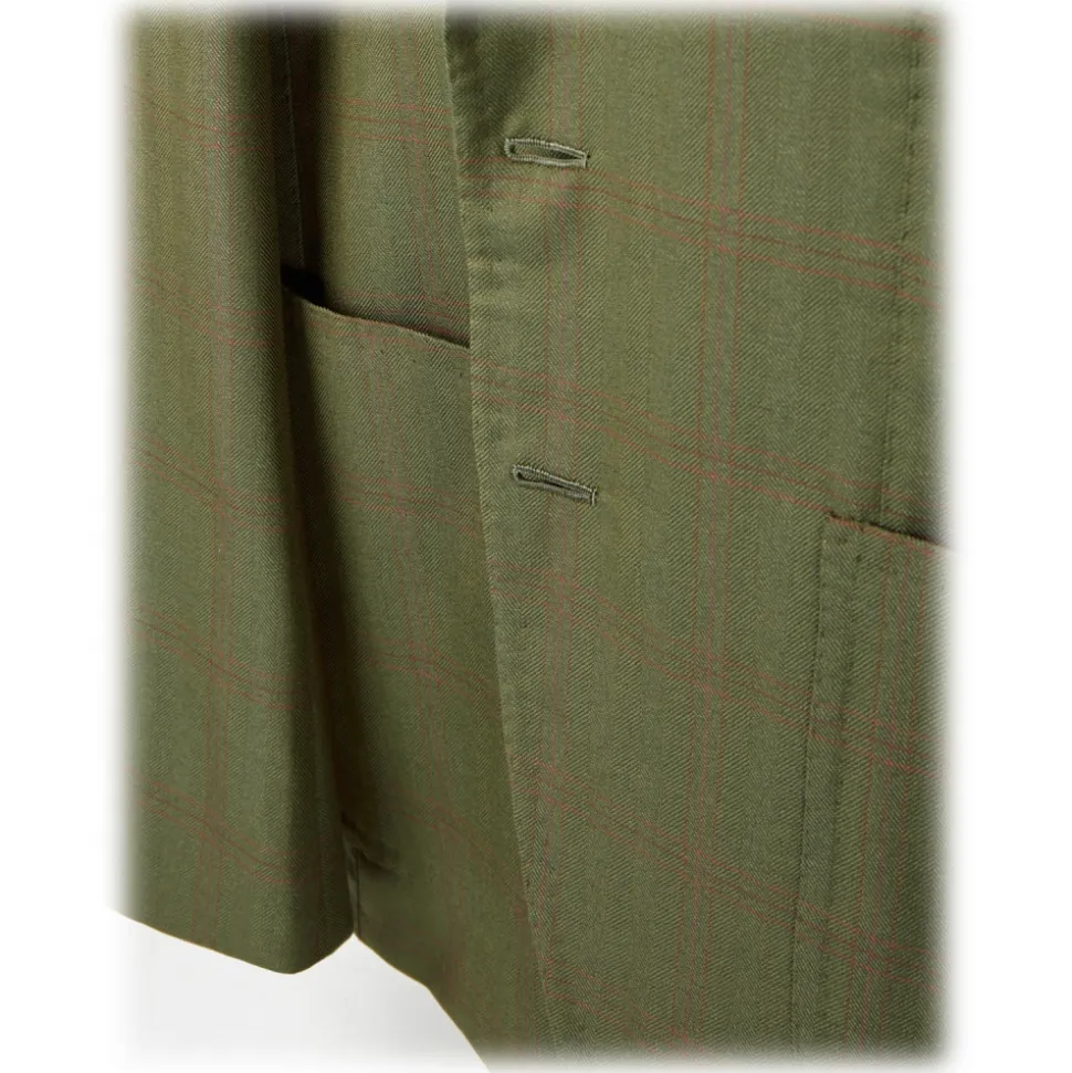Viola Milano - Sartorial Half-lined Limited Sports Club Blazer - Green Check - Handmade in Italy - Luxury Exclusive Collection - Avvenice