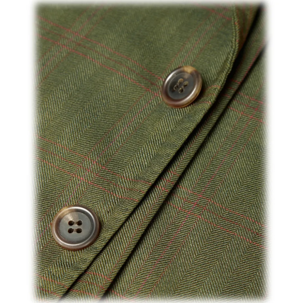 Viola Milano - Sartorial Half-lined Limited Sports Club Blazer - Green Check - Handmade in Italy - Luxury Exclusive Collection - Avvenice