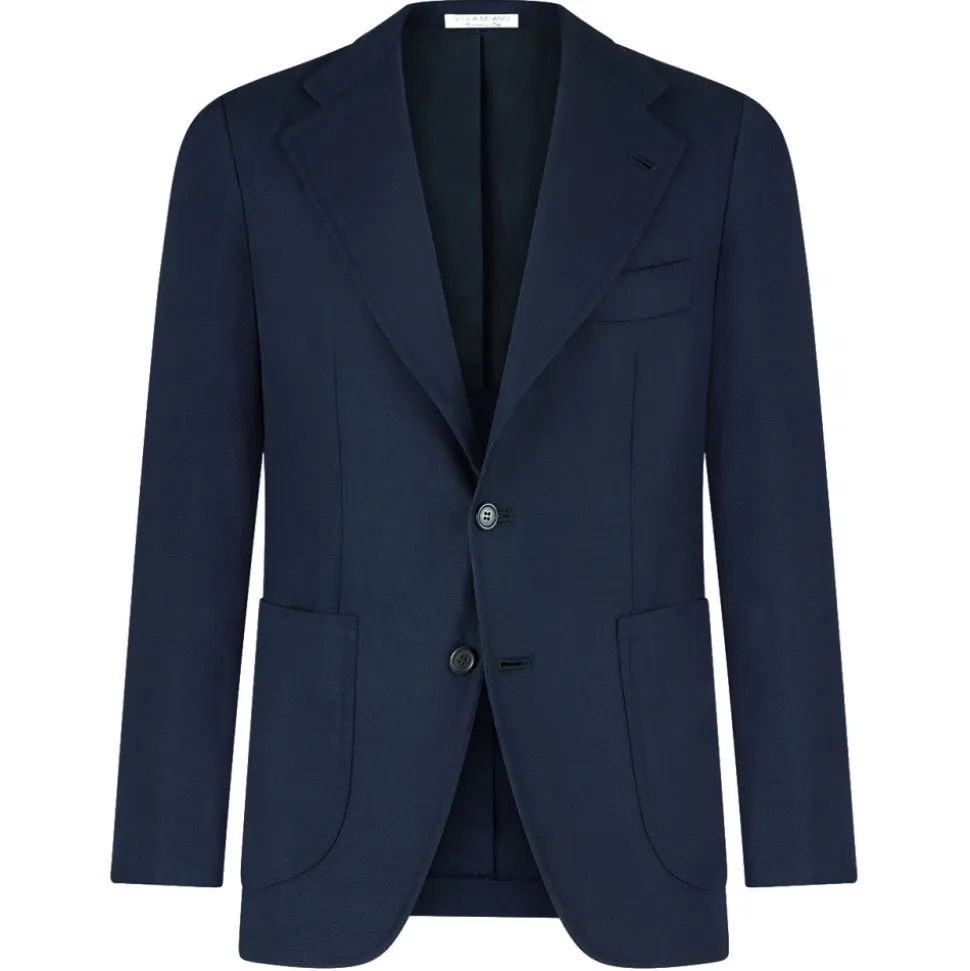Viola Milano - Sartorial Half-lined Hopsack Blazer - Navy - Handmade in Italy - Luxury Exclusive Collection - Avvenice